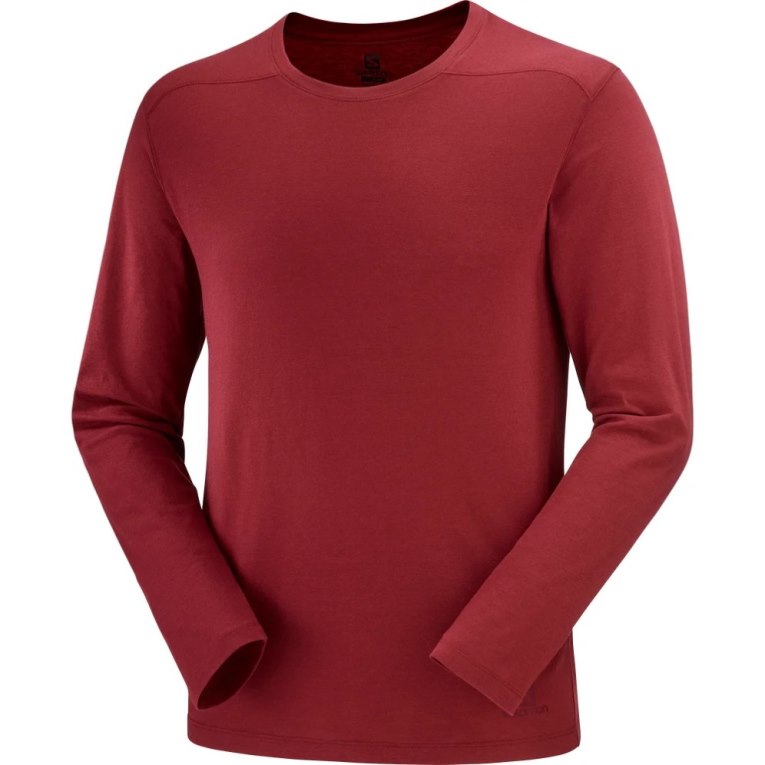 Camiseta Salomon Essential Long Sleeve Masculino Vermelhas | PT F42631